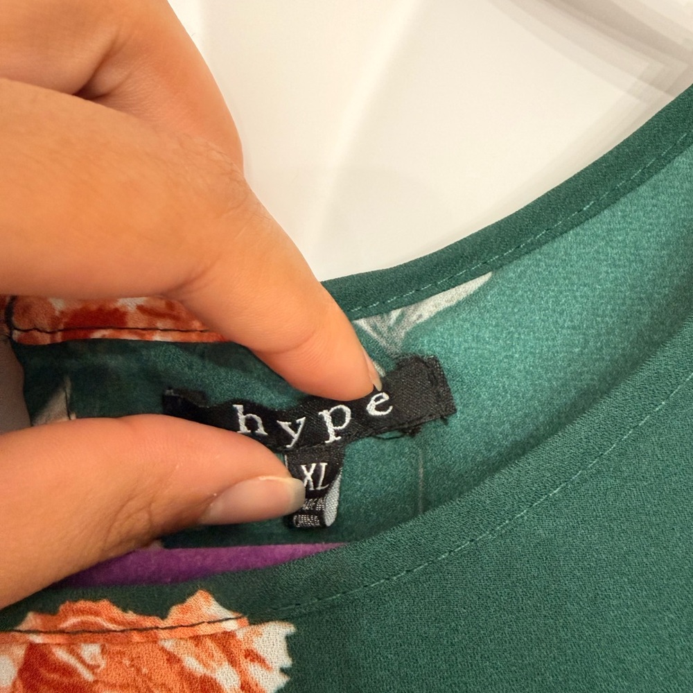Hype Green Floral Cold Shoulder Blouse - Picture 2 of 3